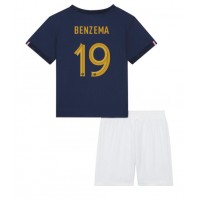 Dječji Nogometni Dres Francuska Karim Benzema #19 Domaci SP 2022 Kratak Rukav (+ Kratke hlače)